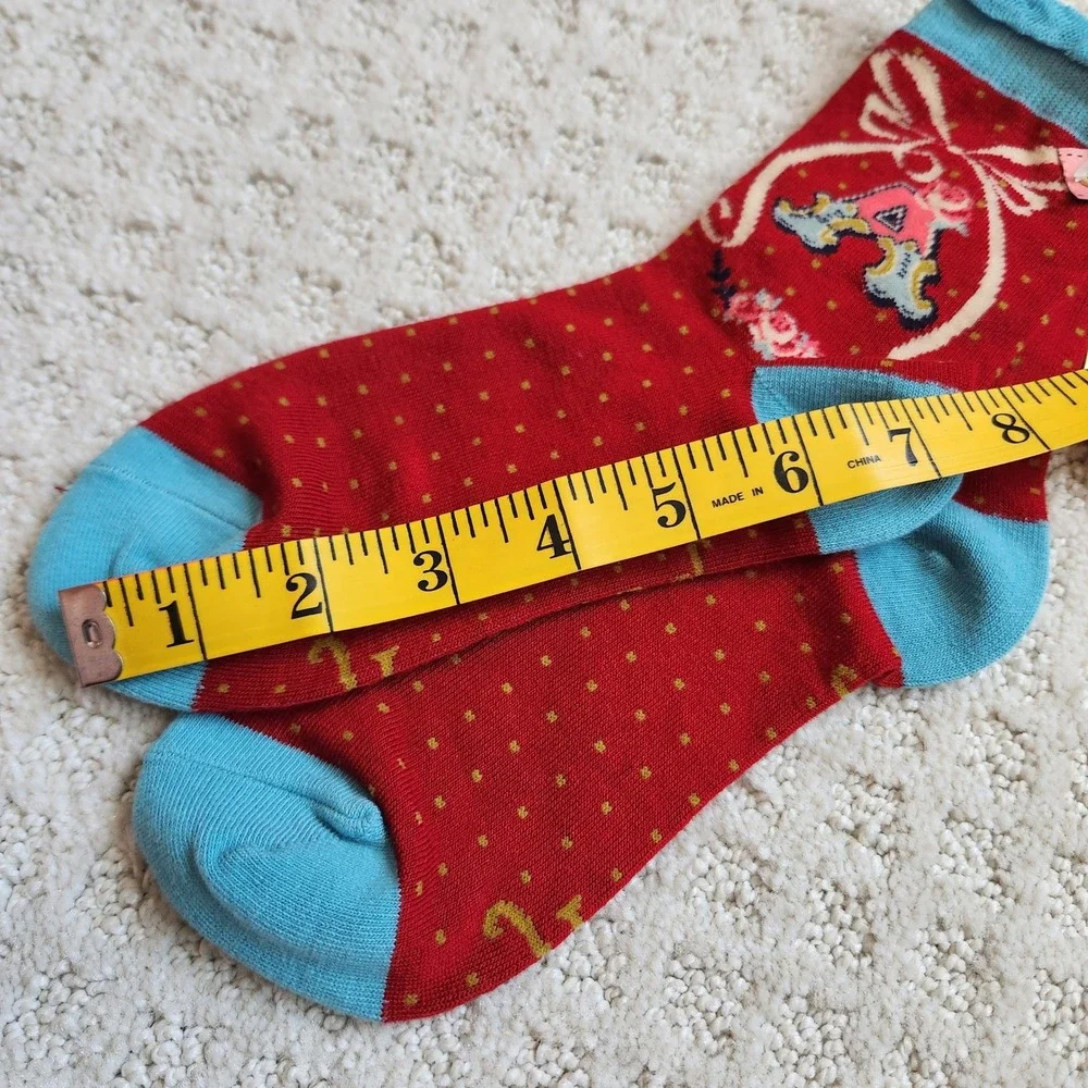 Bamboo Alphabet‎ Socks Letter A Floral Polka Dot Ruffle Cuff NEW